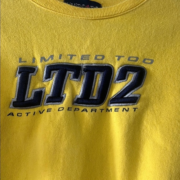 Limited Too Yellow Cropped Hoodie with Bold LTD2 Text - Picture 2 of 4